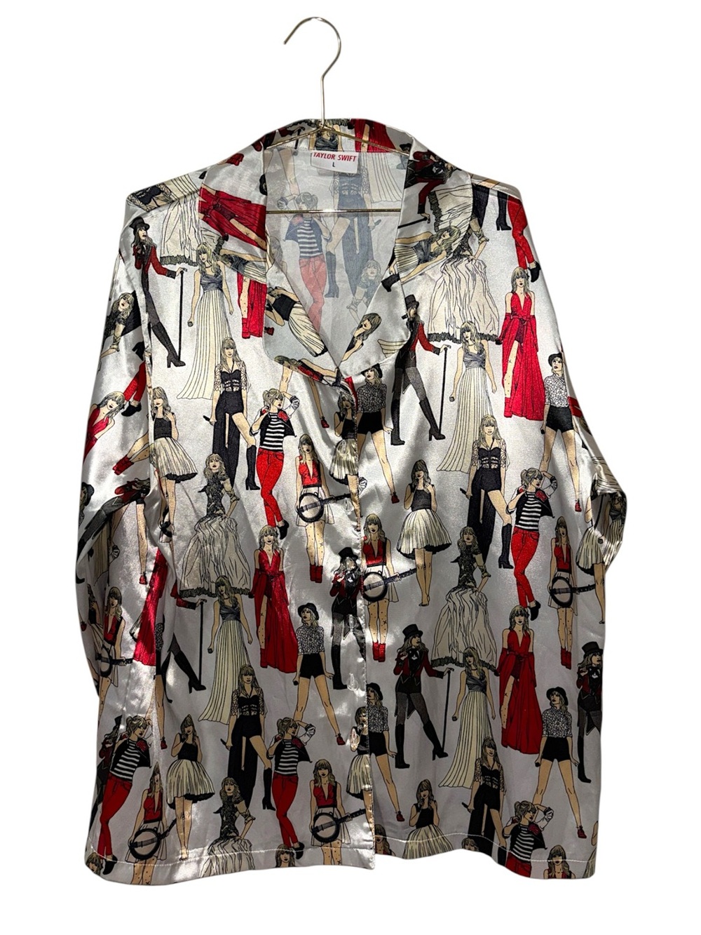 Taylor Swift Satin Button Down Pajama Shirt Size L